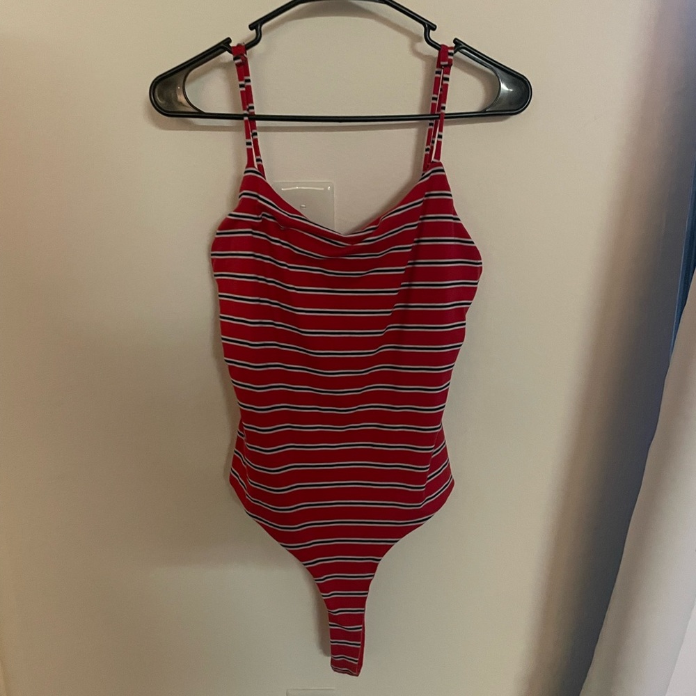 red strip bodysuit thong bottom